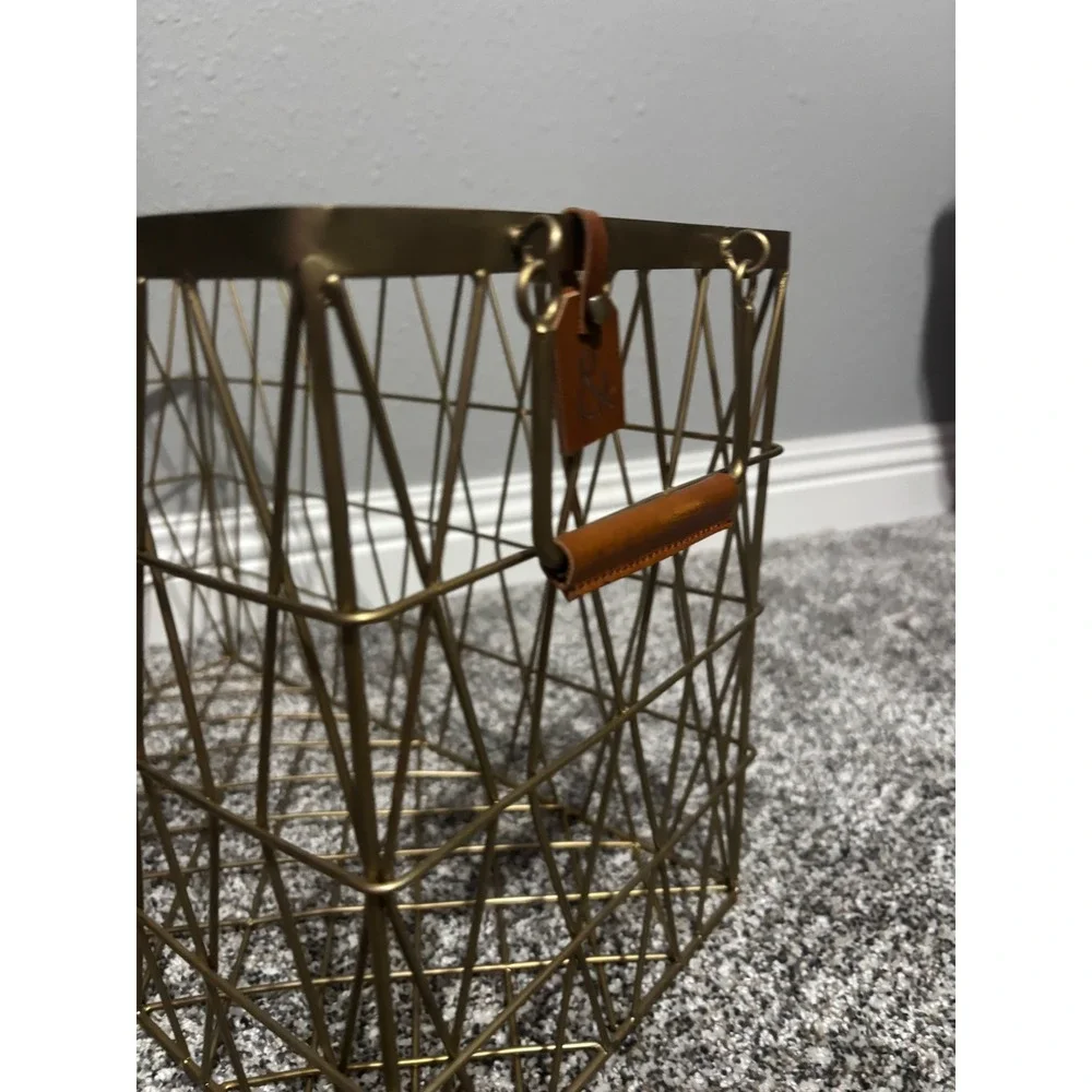 Grace & Peace Gold Wire Storage Basket II Peter 1:2 Geometric Metal Organizer